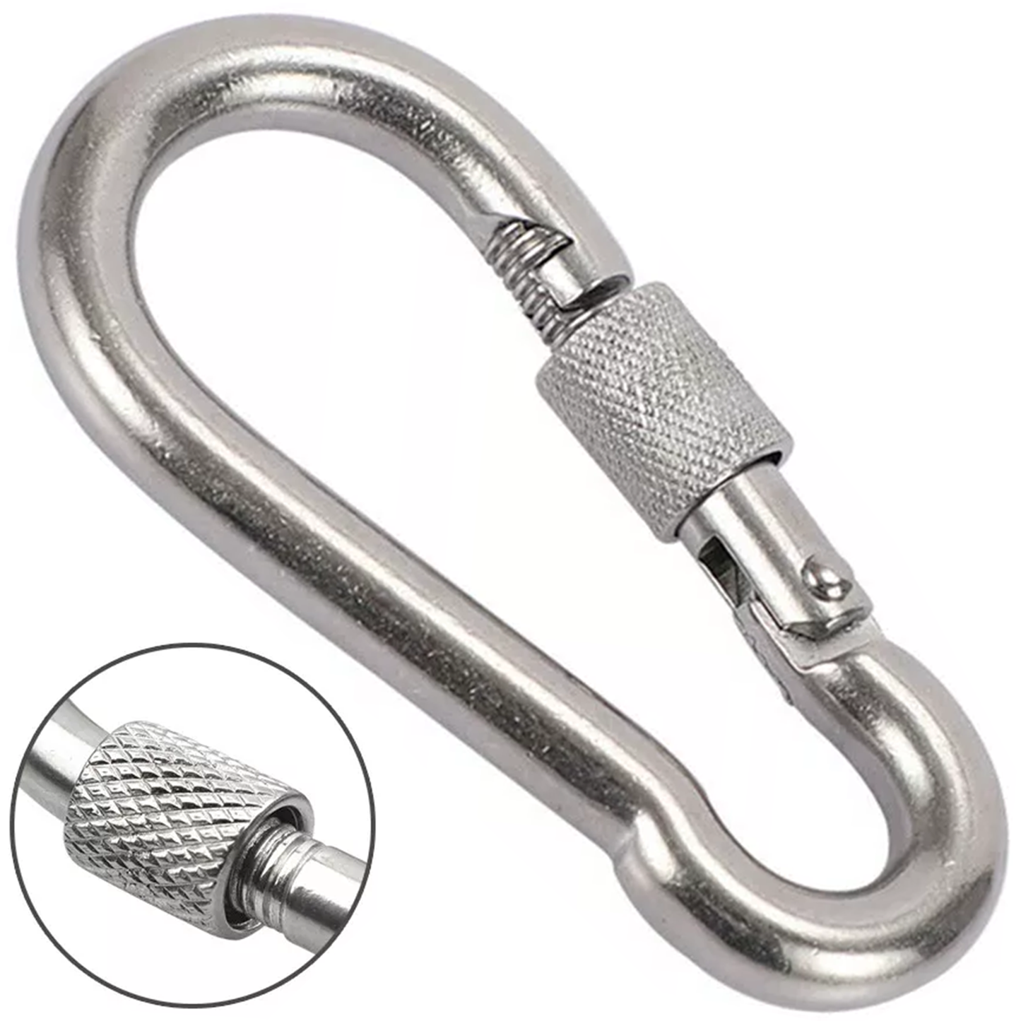 Steel Snap Hook With Screw Nut Carabiners Safe Lock Carabiner Clip Spring for Outdoor Hiking Camping Fishing Backpack DIYUK