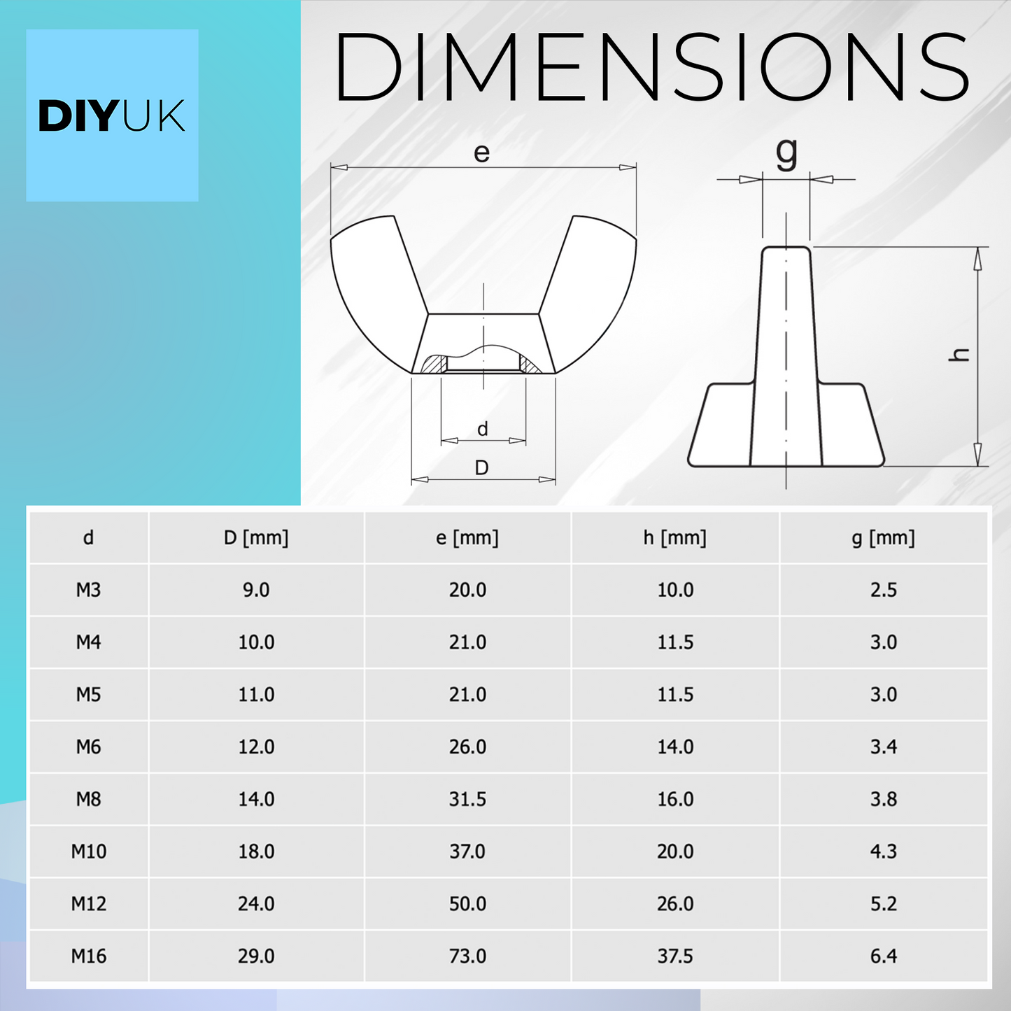 DIYUK Wing Nuts Butterfly DIN 315 (American) Zinc Plated Steel for DIY Tools Machinery