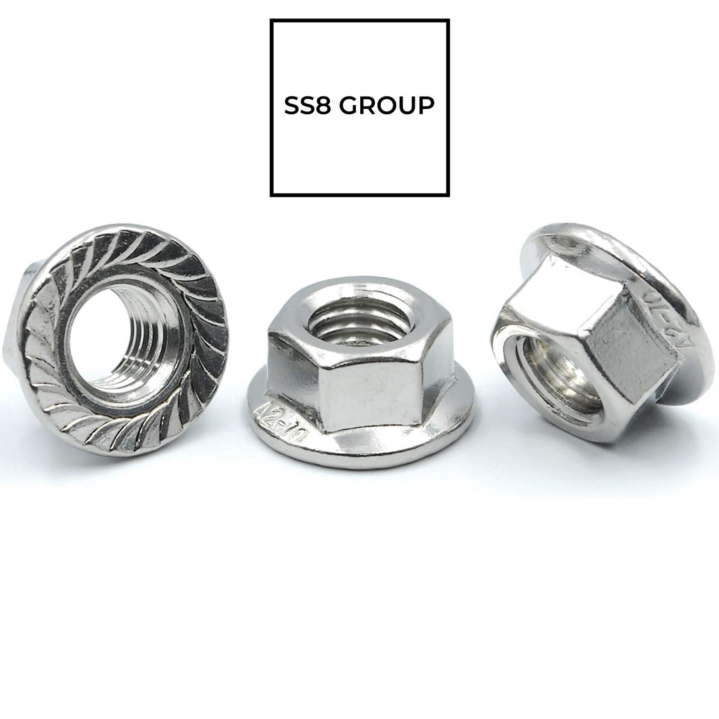 Hex Flanged Nuts with Serrated Flange A2 Stainless Steel DIN 6923 Flanged Nut