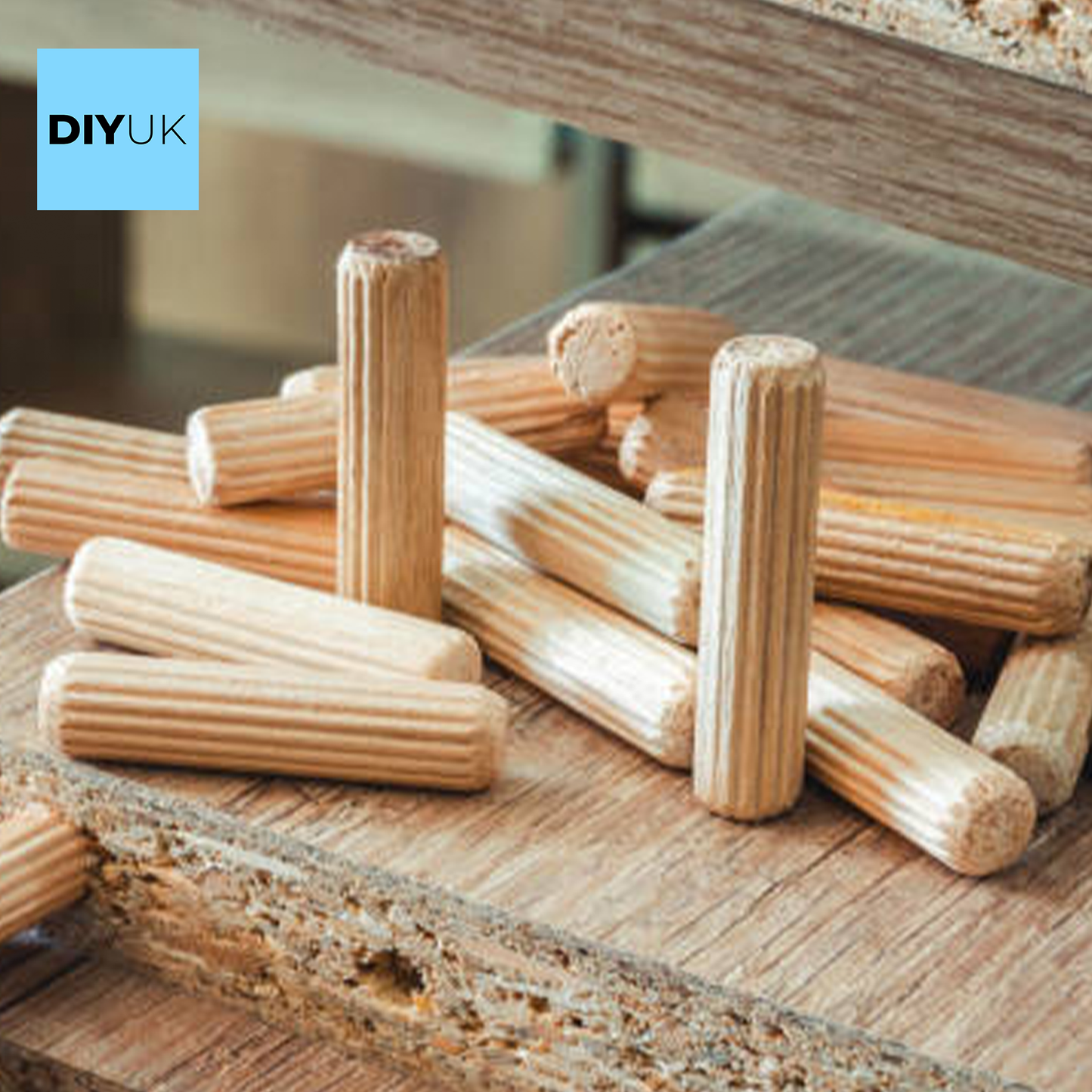 DIYUK Wooden Dowels Premium Wood Plugs, Dowling, Tapered Pins, Fluted, Versatile