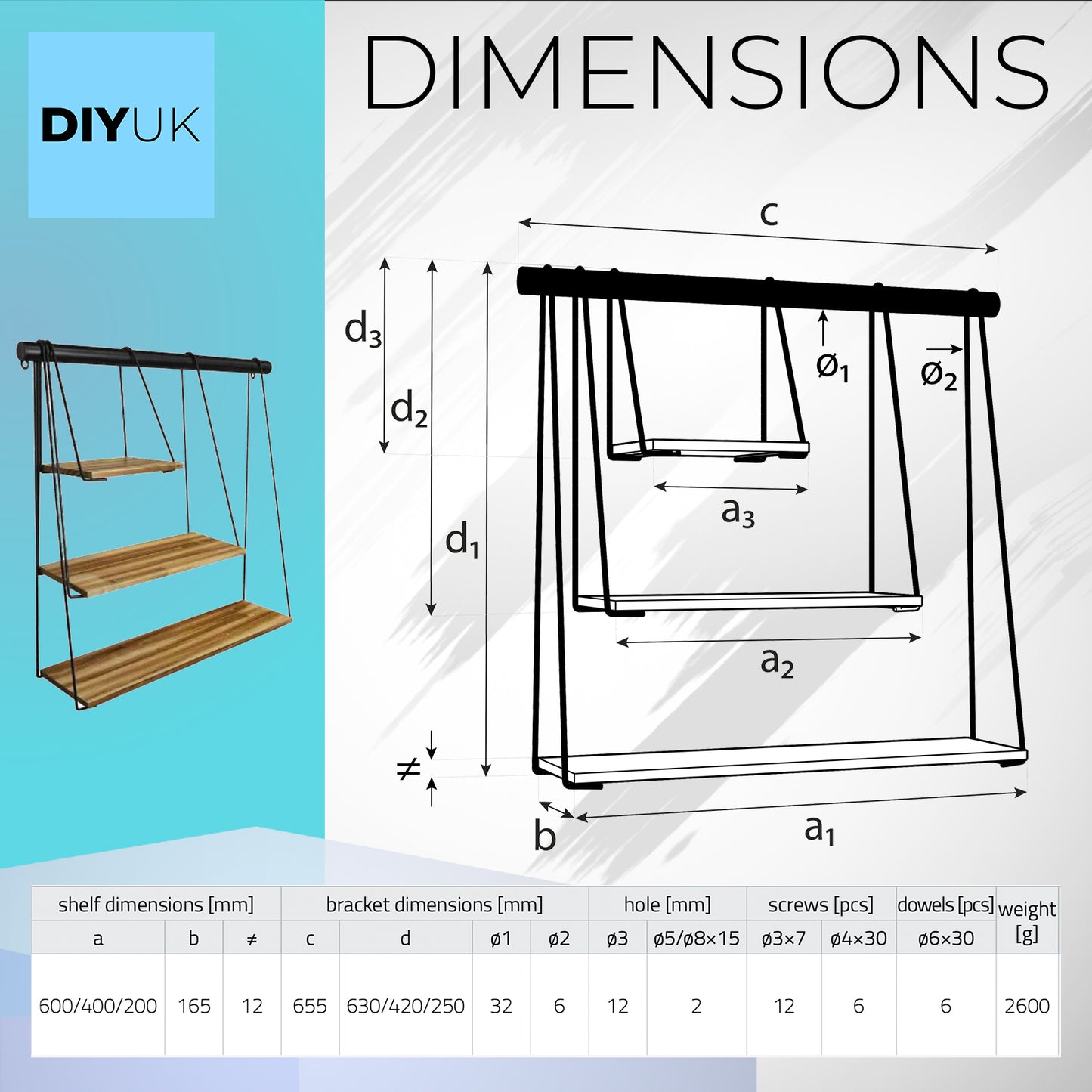 Stylish Multi Tiered Floating Wall Shelves, Pine Wood and Black Steel Frame for Decorative Display