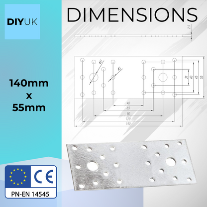 Premium Flat Bracket 2.5mm Galvanised Steel Joining Plate Brackets for Timber Fence, Sleeper & Wood Bracket Applications