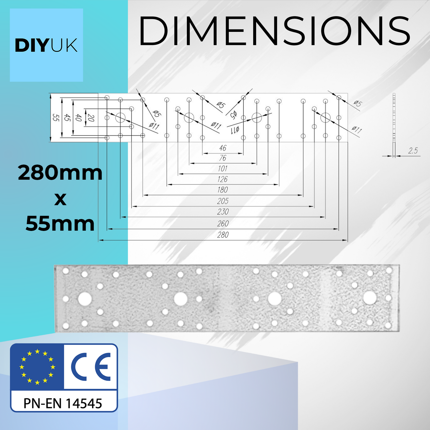 Premium Flat Bracket 2.5mm Galvanised Steel Joining Plate Brackets for Timber Fence, Sleeper & Wood Bracket Applications