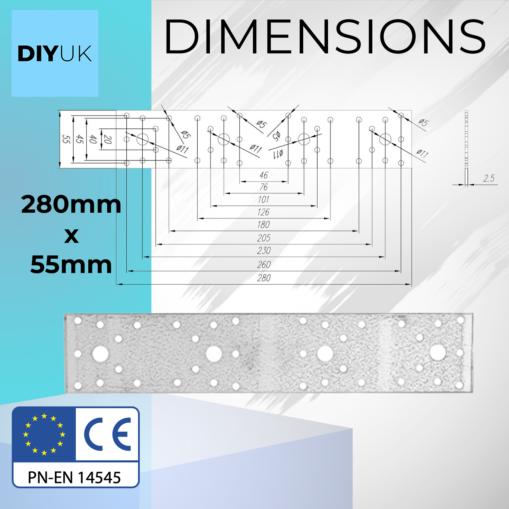 Premium Flat Bracket 2.5mm Galvanised Steel Joining Plate Brackets for Timber Fence, Sleeper & Wood Bracket Applications