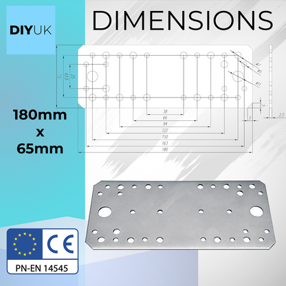 Premium Flat Bracket 2.5mm Galvanised Steel Joining Plate Brackets for Timber Fence, Sleeper & Wood Bracket Applications