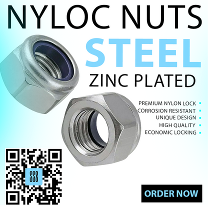 Premium Nuts Nylon insert Lock Nut Locking Steel Nyloc DIN 985