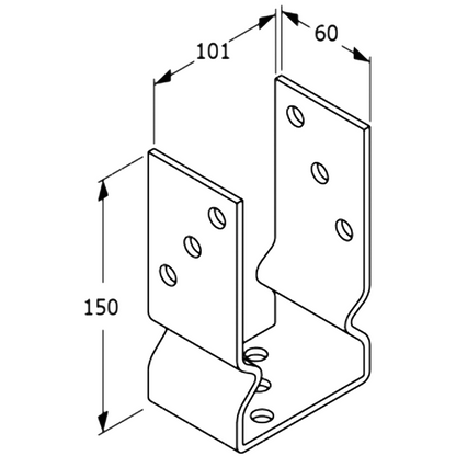 Bolt Down U Shape Galvanised Post Support Heavy Duty 4mm Fence Foot Base Bracket