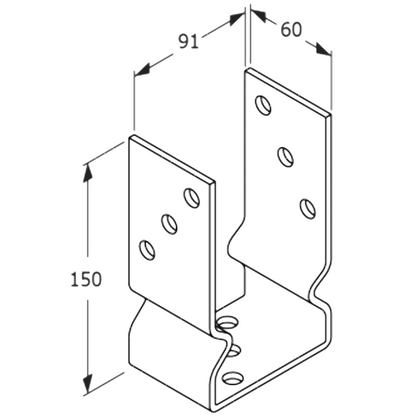 Bolt Down U Shape Galvanised Post Support Heavy Duty 4mm Fence Foot Base Bracket