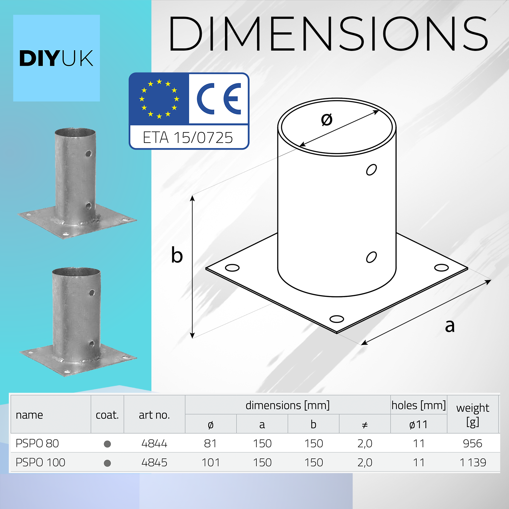 Galvanised Bolt Down Circular Round Post Support Base for Pergola Terrace Gazebo