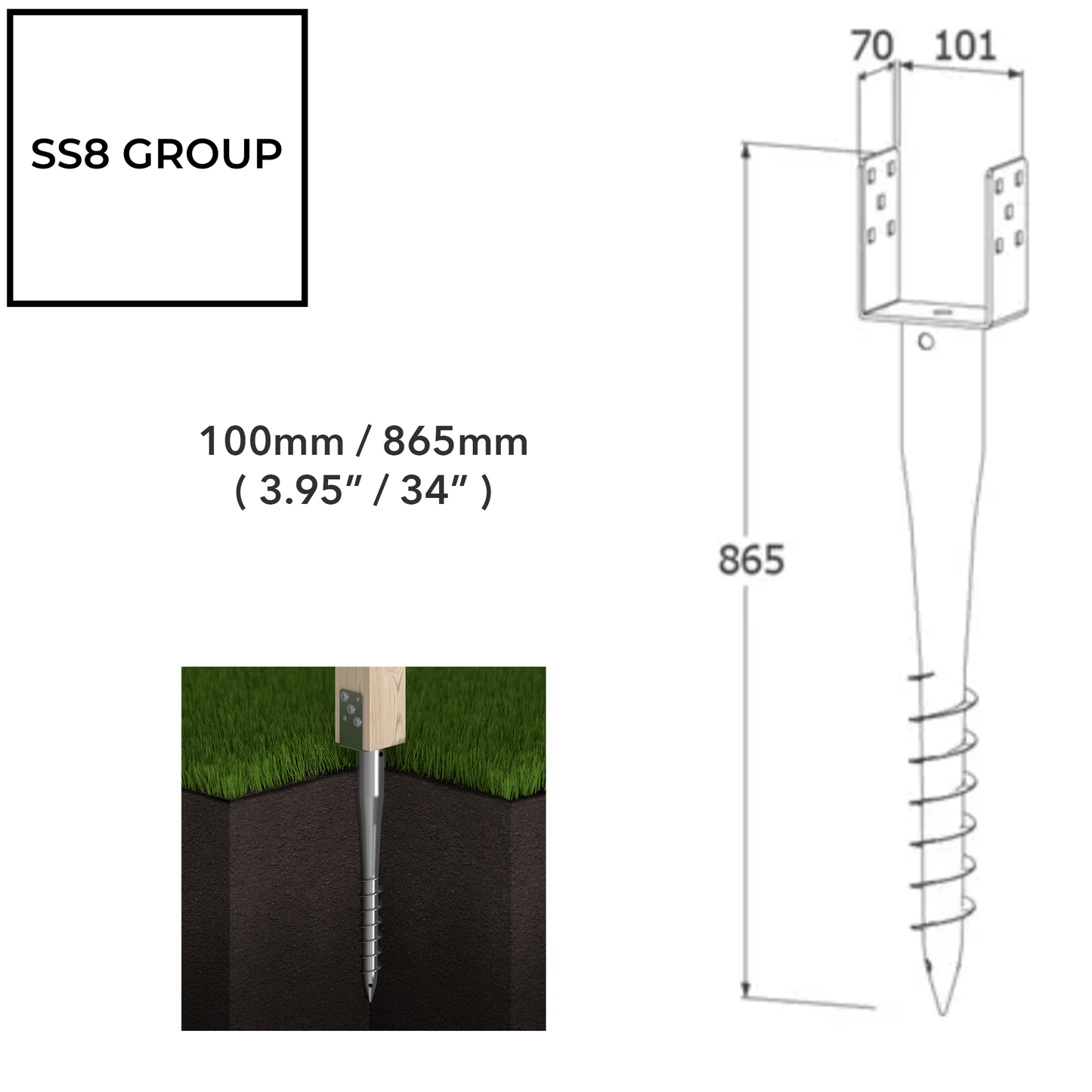 Fence Post Spike Ground Screw Heavy Duty Anchor Support for Fence Repair Post Support