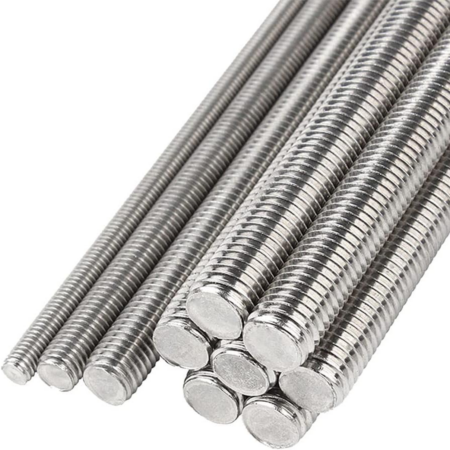 Fully Threaded Stud Bolts A2 304 Stainless Steel Right-Hand Thread Metal Rod for Studding, Durable Bolt Pole