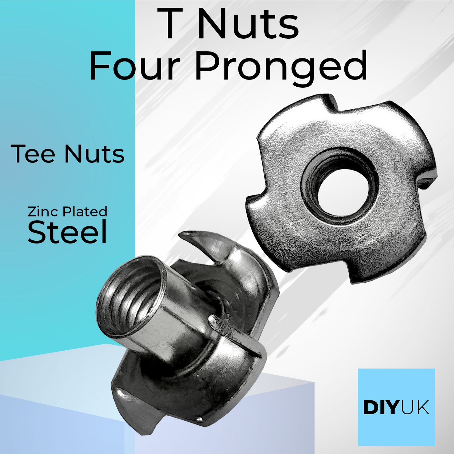 T Nuts Four Pronged Tee Nuts Zinc Plated Steel Anchors Blind Nut Captive Inserts for Woodworking and Furniture Heavy Duty Threaded Wood Insert Nuts with Sharp Prong