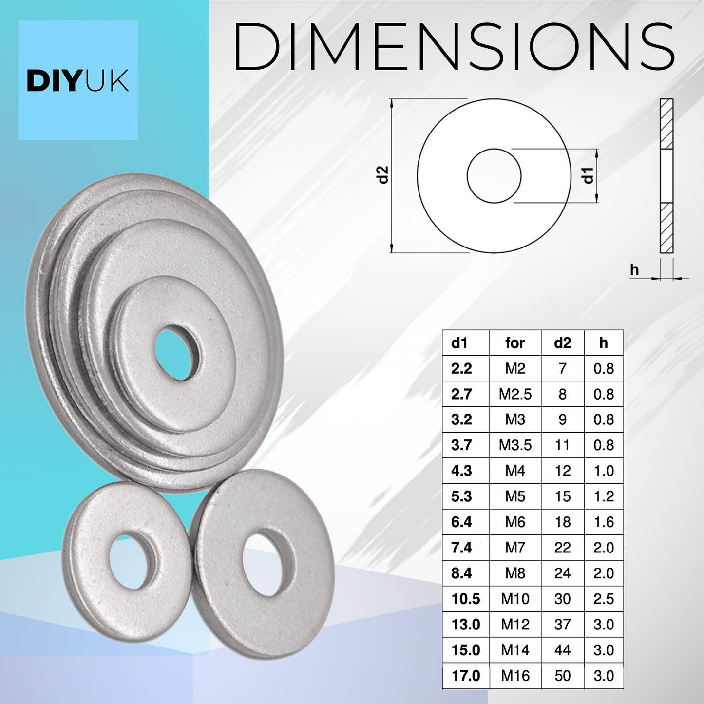 Large Washer Flat Form G Stainless Steel A2 Penny Washers DIN 9021 - Durable Metal Washers for Superior Fastening