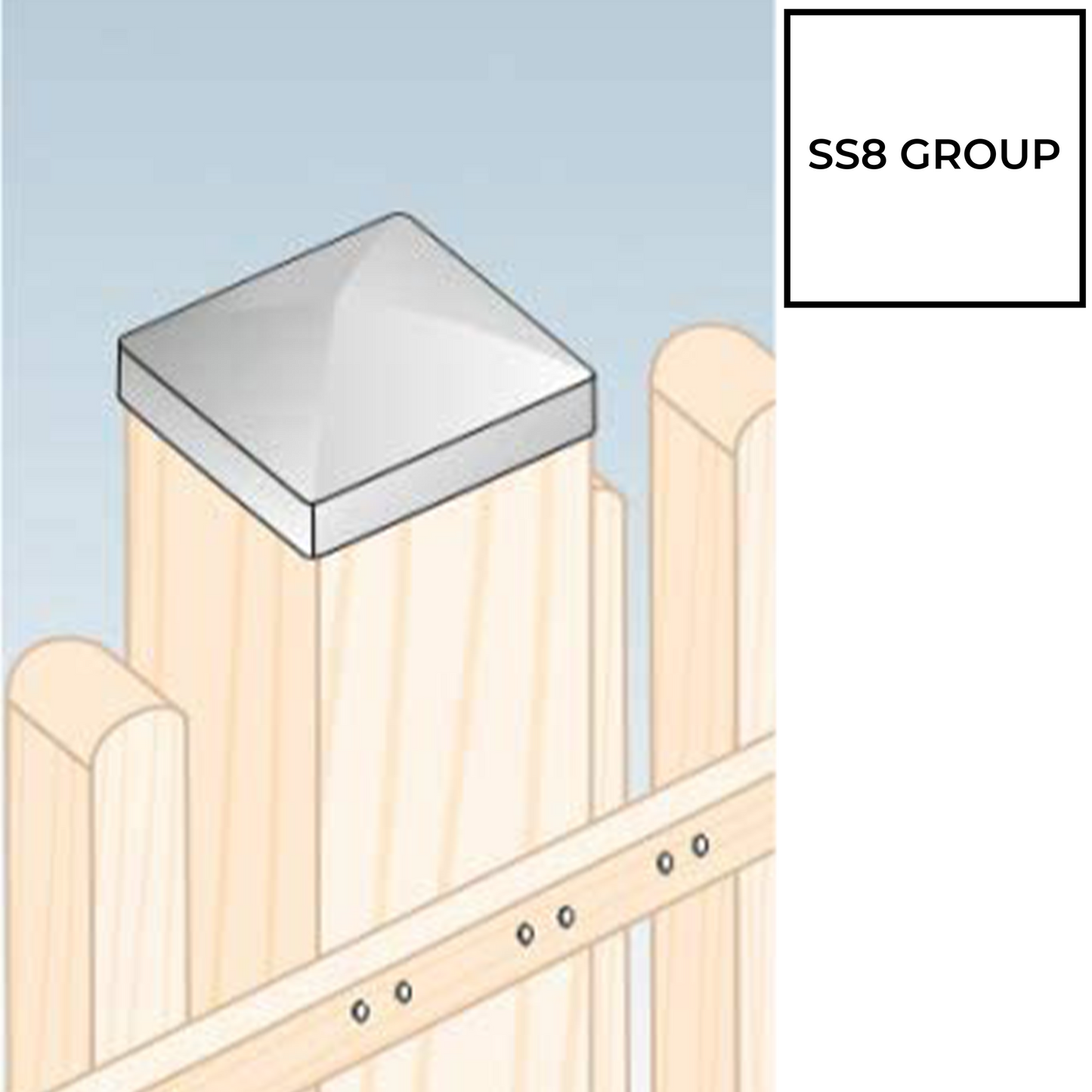 SS8® Fence Posts Caps 70mm x 70mm  Metal Cap Pyramid Post Covers