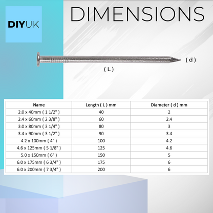 Premium Galvanised Round Head Nails - Ideal for Woodworking and Construction