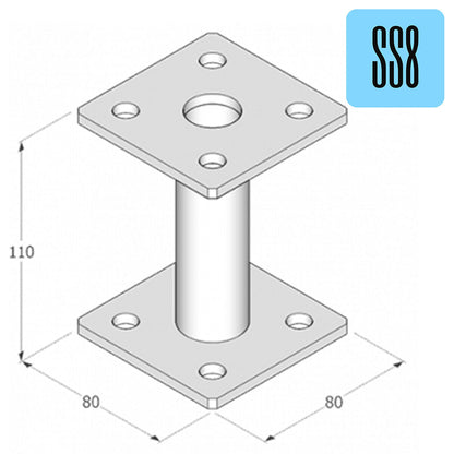 Bolt Down Pergola Elevated Post Base Support Heavy Duty Galvanised 4mm Fence Foot Bracket for Fencing and Decking