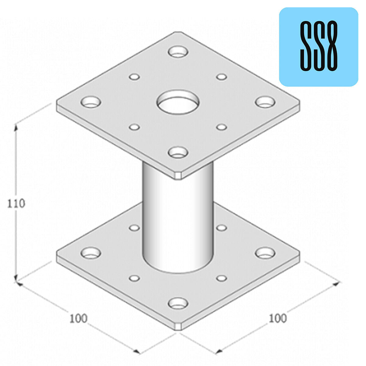 Bolt Down Pergola Elevated Post Base Support Heavy Duty Galvanised 4mm Fence Foot Bracket for Fencing and Decking