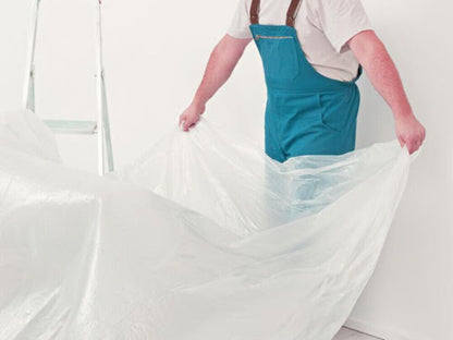 Large Polythene Dust Sheet Cover 4m x 5m STANDARD (7 micron) DIY DECORATORS PAIN