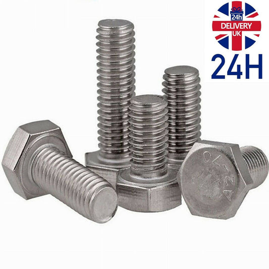 M8 M10 M12 M14 Hexagon Head Bolts DIN 933 Fully Threaded Stainless Steel A2 Metr