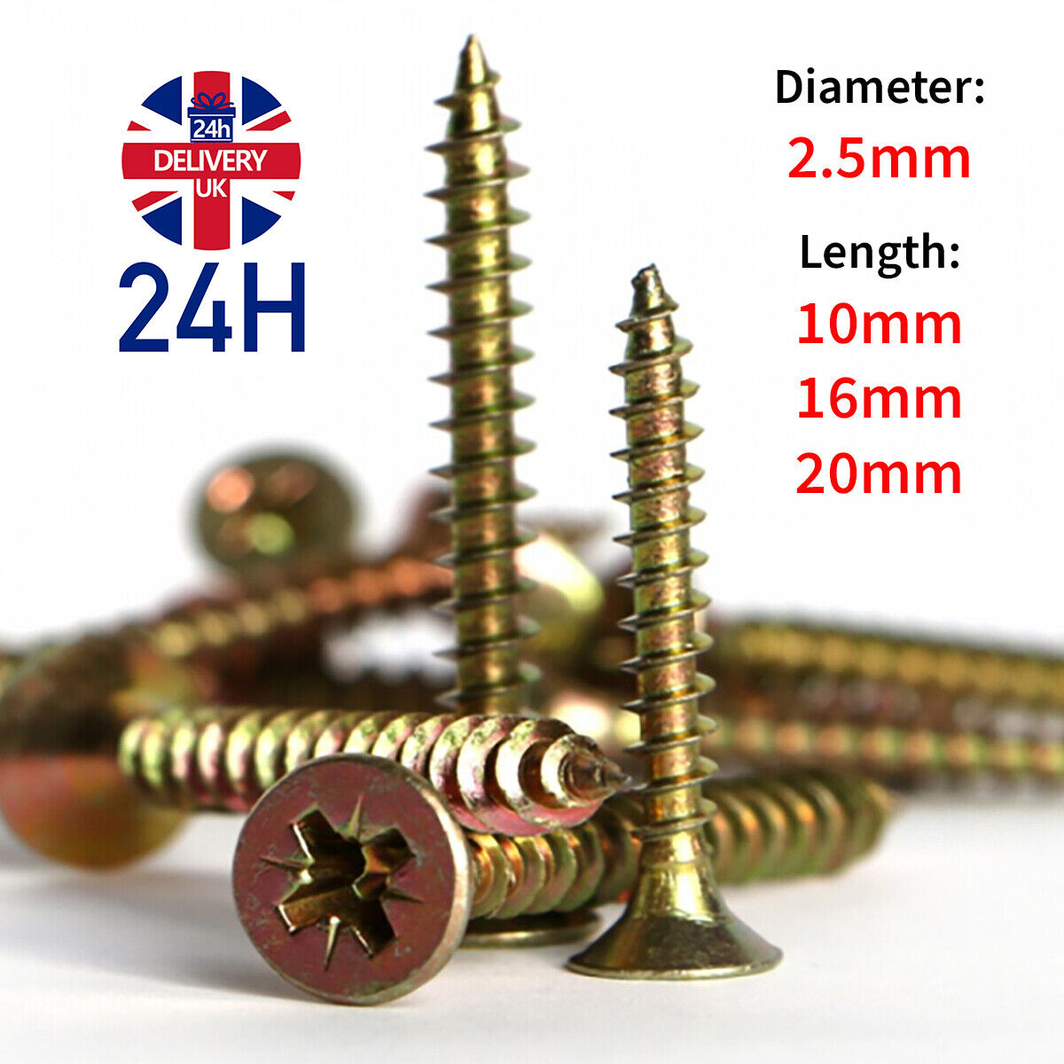 Wood Screws High Quality Professional POZI COUNTERSUNK Steel Yellow ZINC PASSIVA