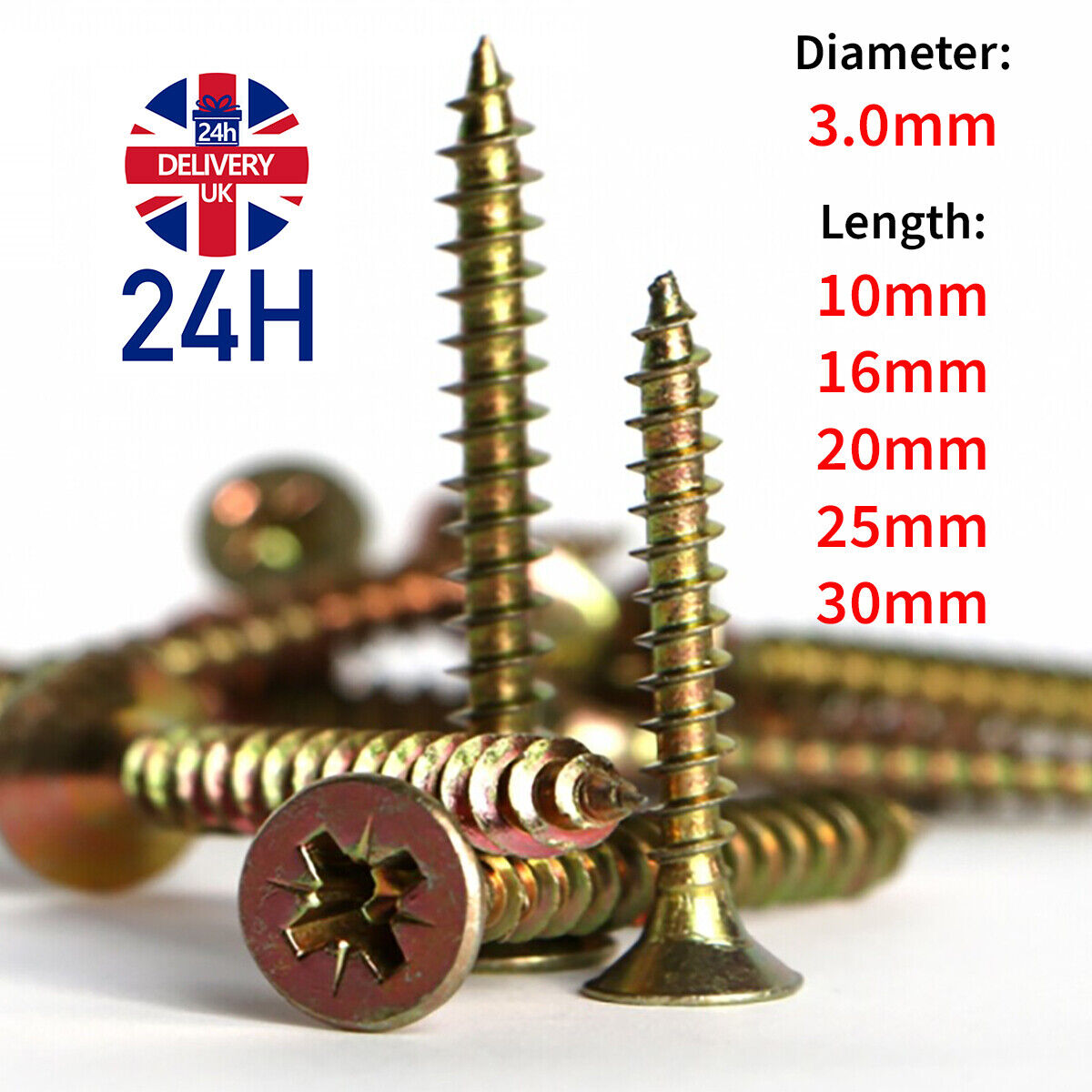 Wood Screws High Quality Professional POZI COUNTERSUNK Steel Yellow ZINC PASSIVA