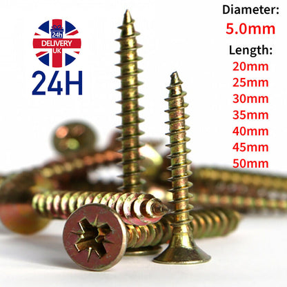 Wood Screws High Quality Professional POZI COUNTERSUNK Steel Yellow ZINC PASSIVA