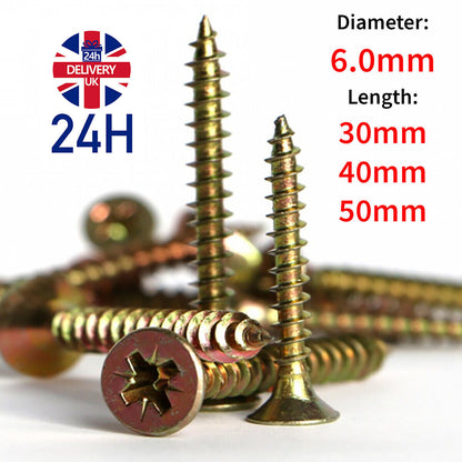 Wood Screws High Quality Professional POZI COUNTERSUNK Steel Yellow ZINC PASSIVA