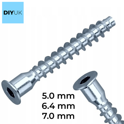 Confirmat Screws Hex Wood Furniture Screw Flat Socket Head Steel Allen Hex Bolt Chipboard Steel